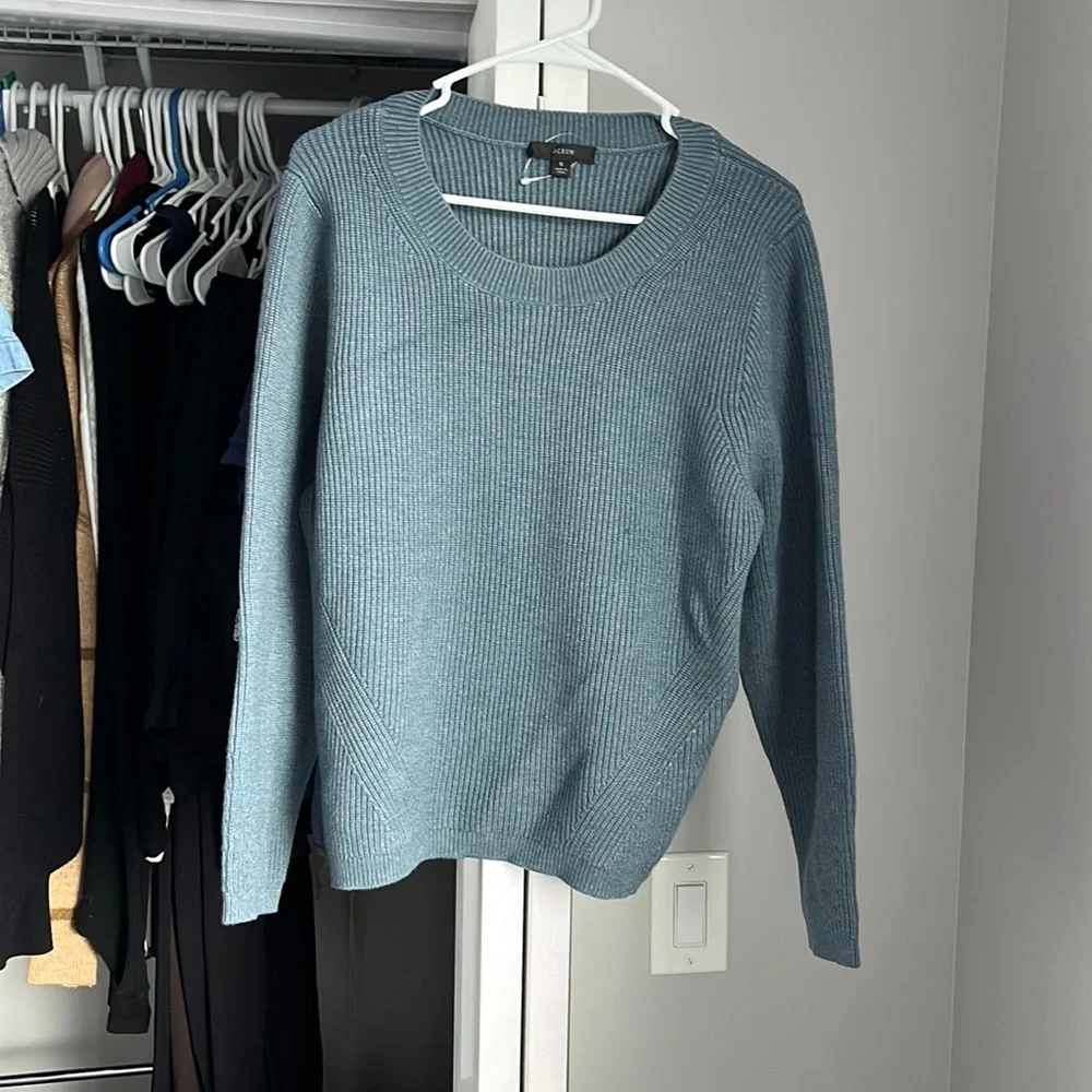 J. Crew Knit Dusty Blue Sweater, NWOT w/ flaws
